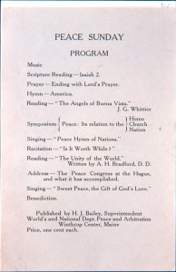 7. Sunday program literature from the WCTU’s Department of Peace and Arbitration, late 1890s. Papers of Hannah J. Bailey. Courtesy, Swarthmore College Peace Collection.